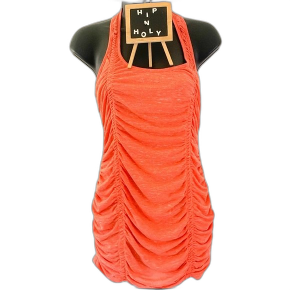 WENDY BELLISIMO Ruched Front Tank Top Orange Size Small